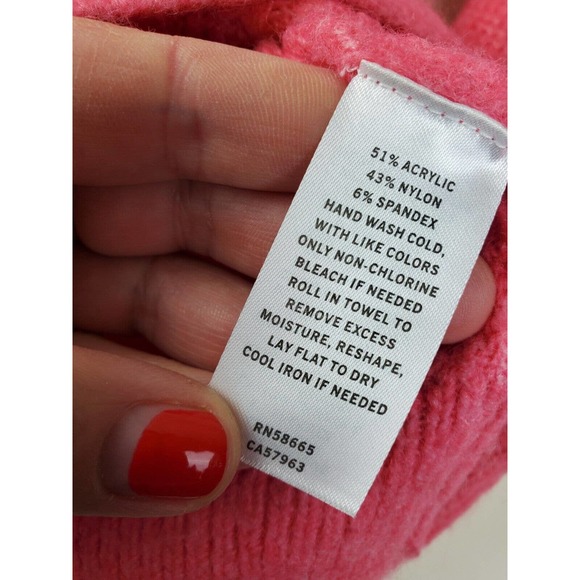 Open Edit‎ Small Pullover Sweater Ribbed Knit Women Hot Pink Barbie Crew Neck - Picture 4 of 9